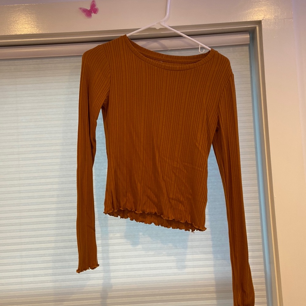 aeropostale burnt orange lettuce hem long sleeve